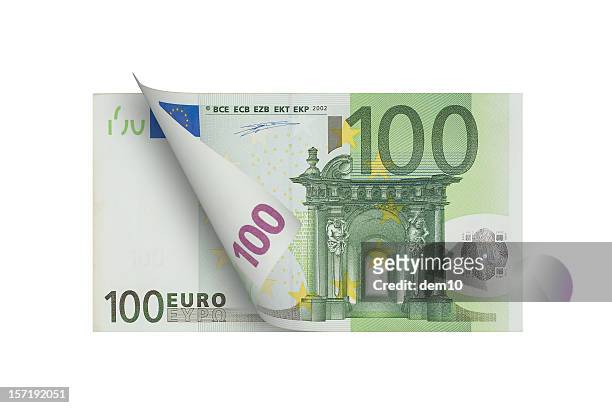 one hundred euro banknote (isolated) - one hundred euro note stock pictures, royalty-free photos & images