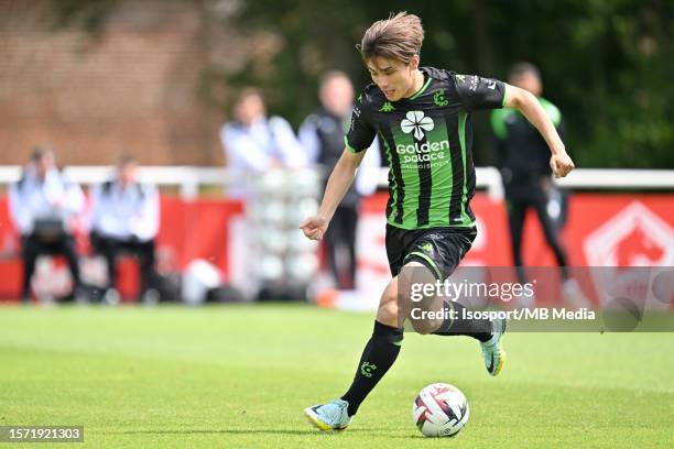 Ayase Ueda of Cercle pictured in action during a friendly pre-season game ahead of the Belgian 2023 - 2024 Jupiler Pro League season between French...