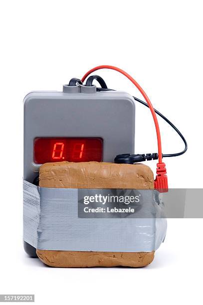bomba a orologio del complemento (c4) nel siero - esplosivo foto e immagini stock