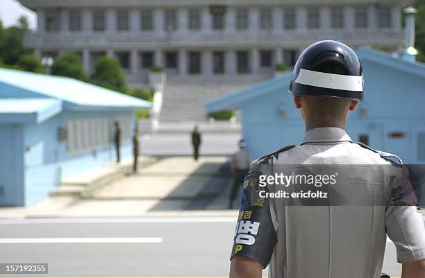 on guard - democratic peoples republic of korea stock pictures, royalty-free photos & images