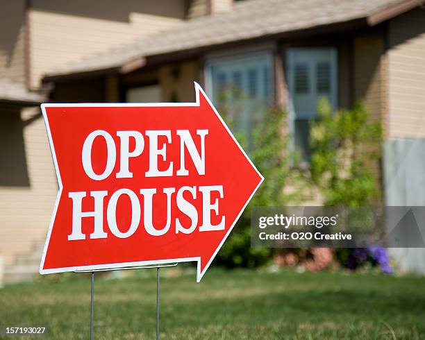 cartel de open house - visita de inmuebles en venta fotografías e imágenes de stock