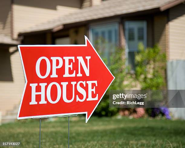 open house sign - yard sign stock pictures, royalty-free photos & images