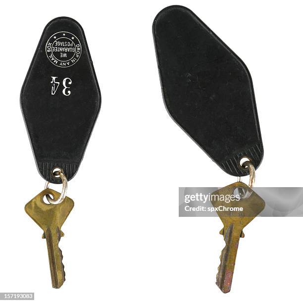 retro motel keys - sleutelring stockfoto's en -beelden