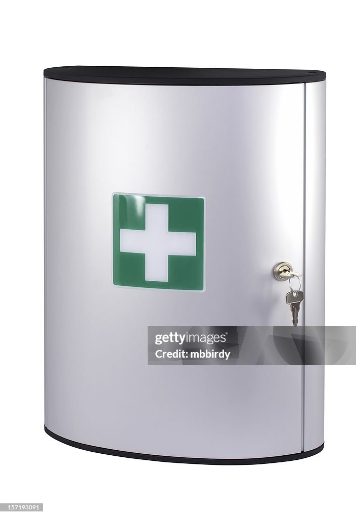 First Aid Kit Box (clipping path), isolated on white background