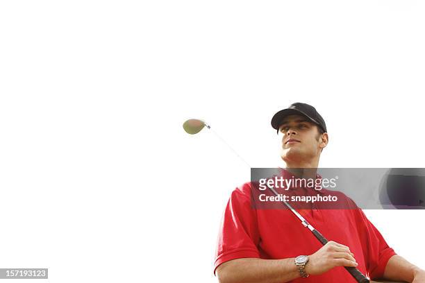 male golfer - golf club on white stock pictures, royalty-free photos & images