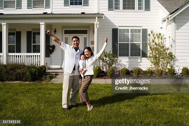 new family and house - in front of stock pictures, royalty-free photos & images