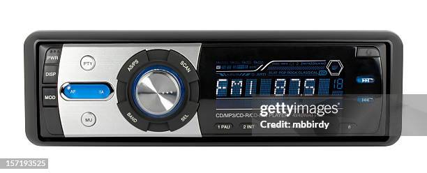 car audio cd-mp3-wma receiver (clipping path), isolated on white background - auto radio stockfoto's en -beelden