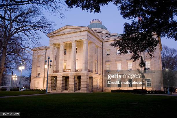 nc capitol at dusk 01 - capitol stock pictures, royalty-free photos & images