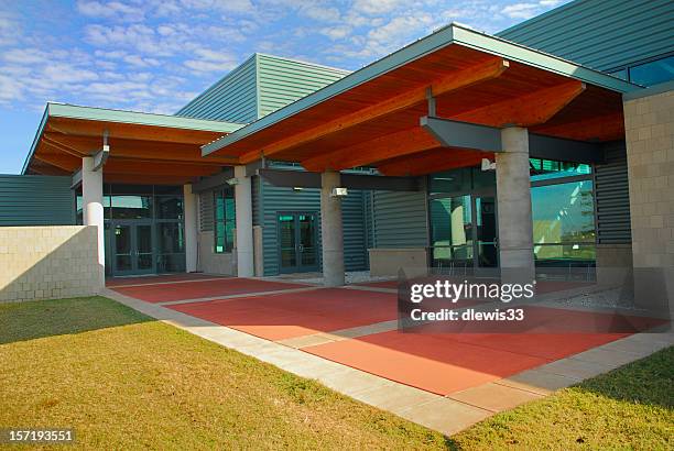 modern building entry - community center stock pictures, royalty-free photos & images