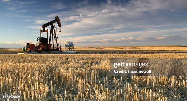 prairie pumpjack in alberta oil industry - oljepump bildbanksfoton och bilder