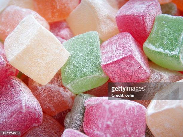 colorful turkish delights - turkish delight stock pictures, royalty-free photos & images