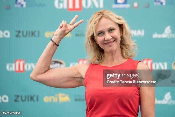 Monica Dugo attends the photocall at the 53th Giffoni Film Festival 2023 on July 26, 2023 in Giffoni Valle Piana, Italy.