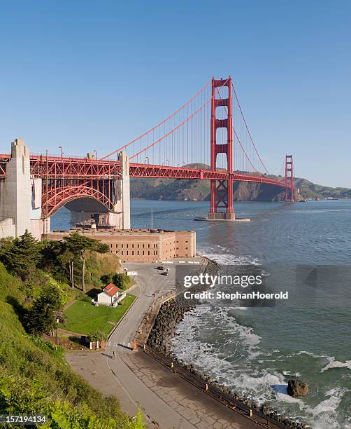 golden gate bridge, fort point - the presidio stock pictures, royalty-free photos & images