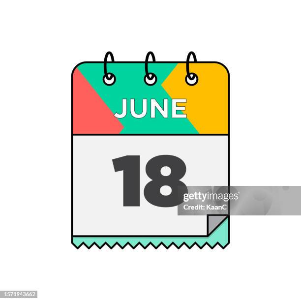 juni - tageskalender-symbol im flachen design-stil stock-illustration - 12 17 months stock-grafiken, -clipart, -cartoons und -symbole