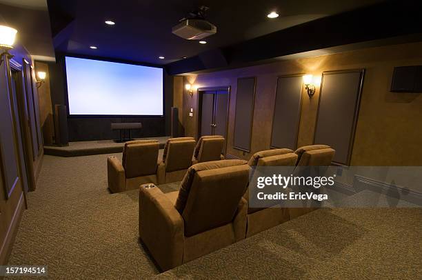 executive home theater - home theater projection screen stock pictures, royalty-free photos & images