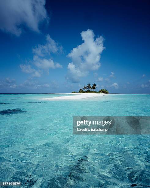 続く島、モルディブ - 無人島 ストックフォトと画像