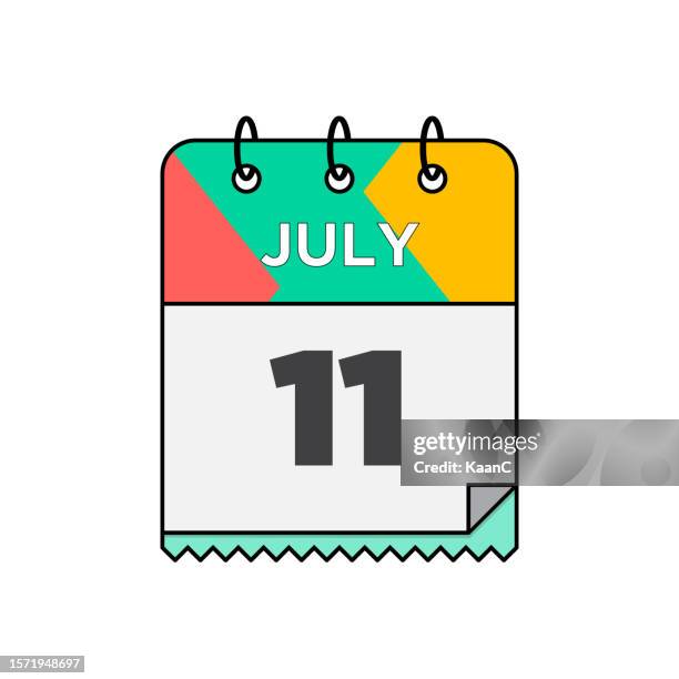 july - daily calendar icon in flat design style stock illustration - 12 17 months 幅插畫檔、美工圖案、卡通及圖標