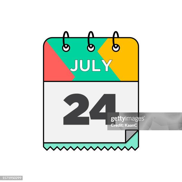 july - daily calendar icon in flat design style stock illustration - 12 17 months 幅插畫檔、美工圖案、卡通及圖標