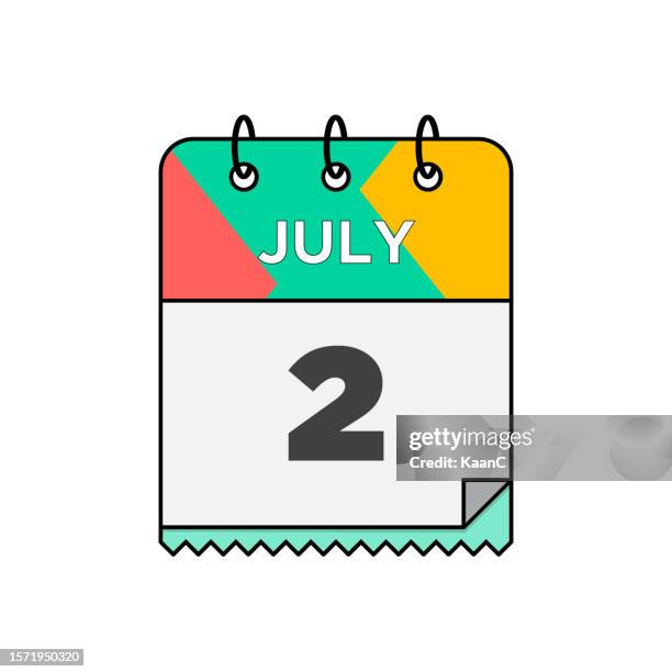 july - daily calendar icon in flat design style stock illustration - 12 17 months 幅插畫檔、美工圖案、卡通及圖標