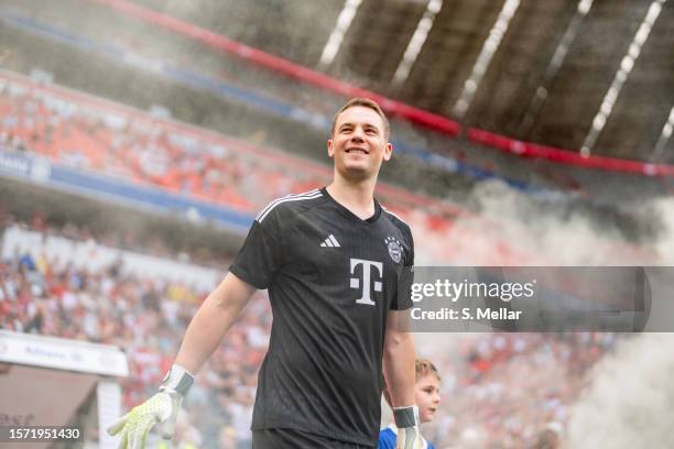 Manuel Neuer, Keeper and Captain of FC Bayern München during the team presentation of FC Bayern München at Allianz Arena on July 23, 2023 in Munich,...