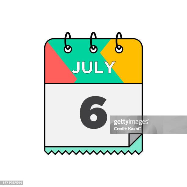july - daily calendar icon in flat design style stock illustration - 12 17 months 幅插畫檔、美工圖案、卡通及圖標