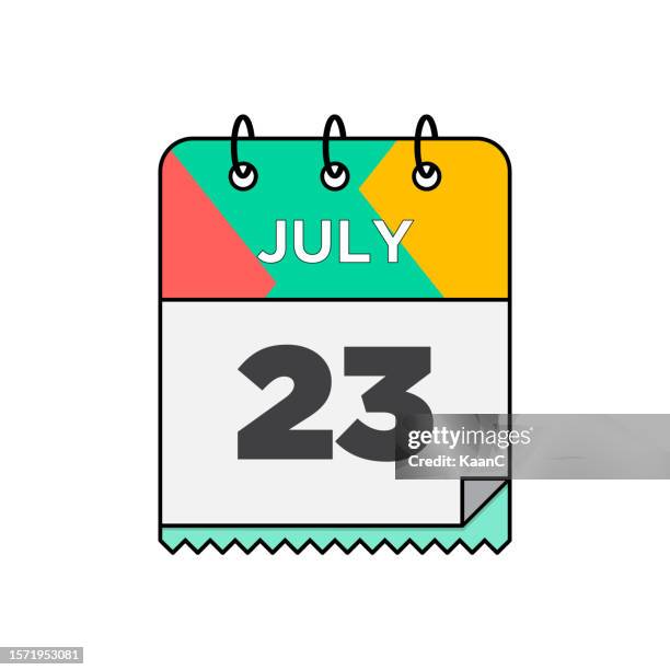 july - daily calendar icon in flat design style stock illustration - 12 17 months 幅插畫檔、美工圖案、卡通及圖標