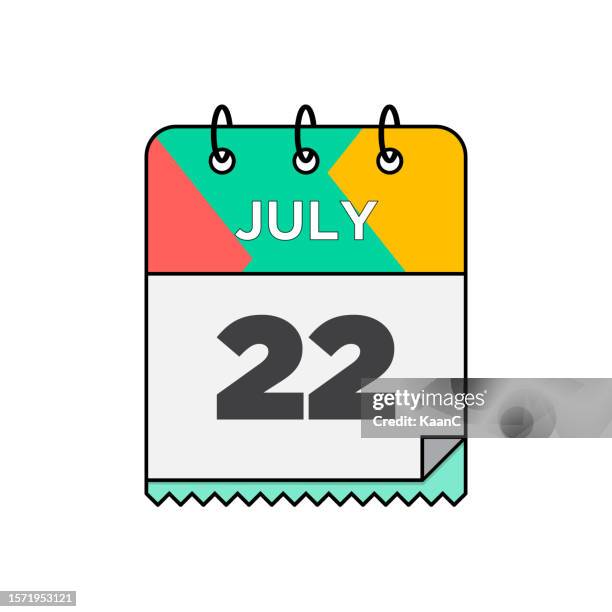 juli - tageskalender-symbol im flachen design-stil stock-illustration - 12 17 months stock-grafiken, -clipart, -cartoons und -symbole
