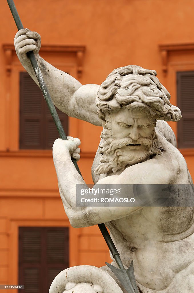 Fountain of the Neptune, Piazza Navona  in Rome Italy