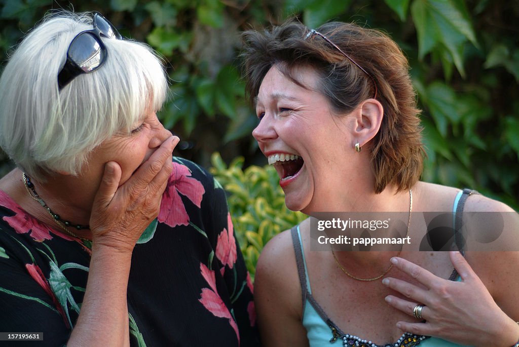 Two women having fun and laughing