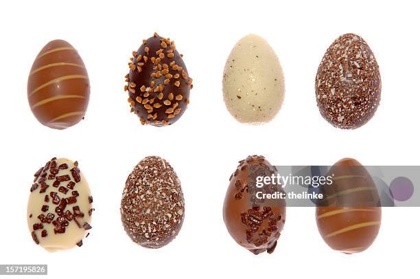 chocolate easter eggs - easter egg chocolate stock pictures, royalty-free photos & images