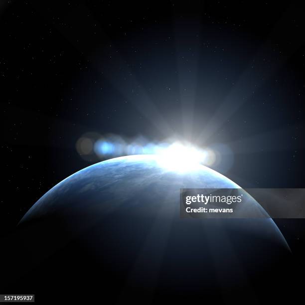 an image of sunrise over earth from space - appear bildbanksfoton och bilder