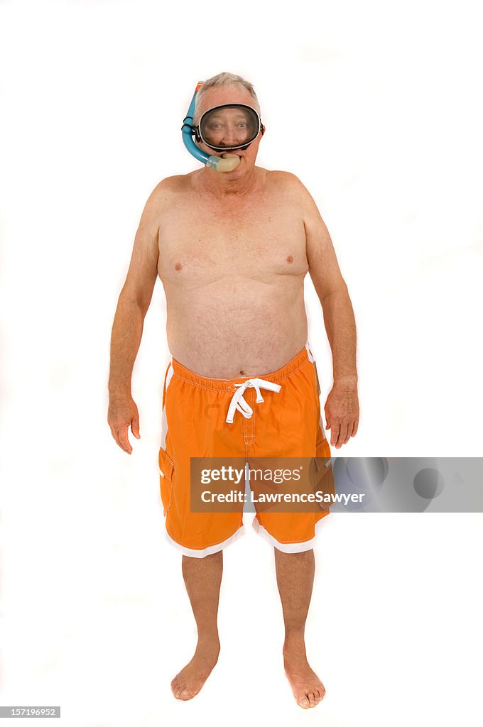 Retired guy goes snorkeling