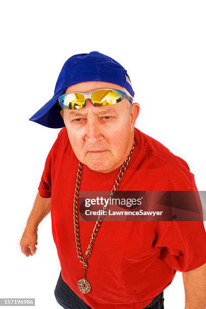 retired guy embraces hip-hop - rapper isolated stock pictures, royalty-free photos & images