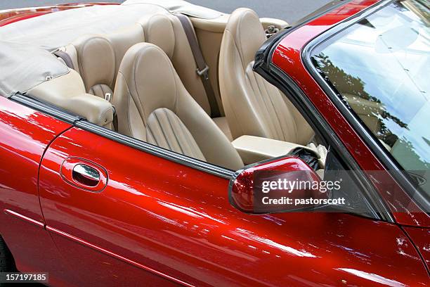 car sporty red color - leather seats car stock pictures, royalty-free photos & images