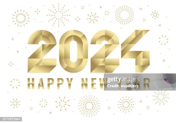 happy new year 2024 - 3d number 2 stock illustrations