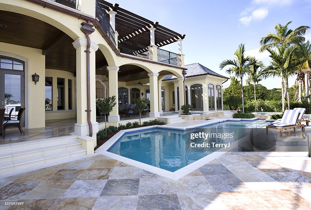 Beautiful Swimming Pool and Patio at an Estate Home