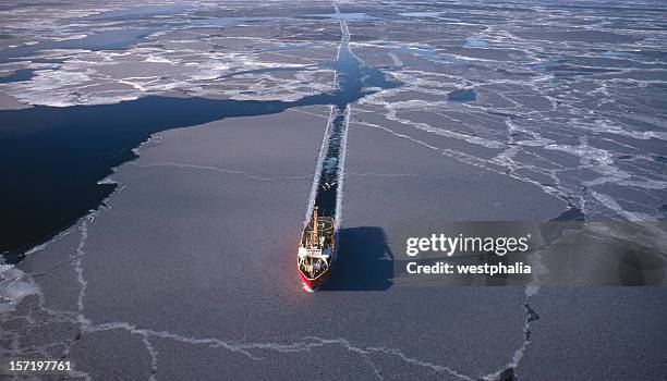marine seismic in the arctic - seismic ship stock pictures, royalty-free photos & images