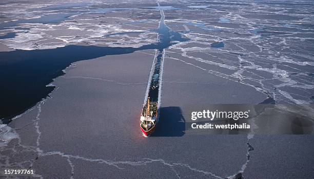 marine seismic in the arctic - ice breaker stock pictures, royalty-free photos & images