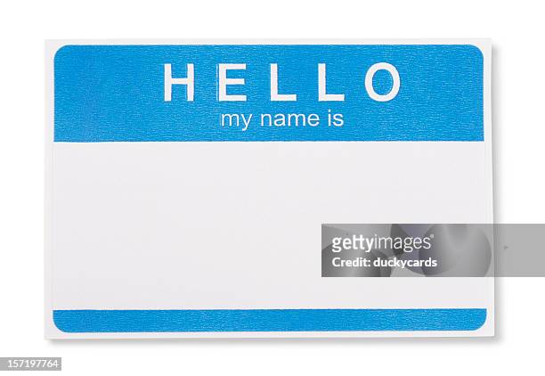 hello my name is etiqueta, insignia con bordes de corte - name tag fotografías e imágenes de stock