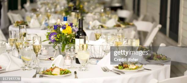 wedding reception - wedding table setting stock pictures, royalty-free photos & images