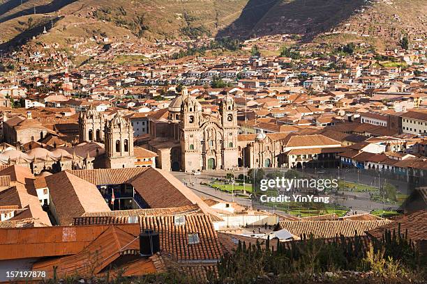 plaza de armas de cuzco, peru, paisagem da américa do sul - plaza de armas praça - fotografias e filmes do acervo