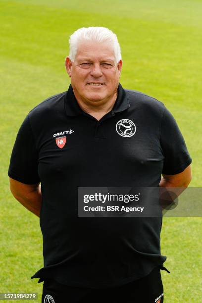 July 25: materiaal Herman Koster of Almere City FC during a photocall of Almere City FC at the Yanmar Stadium on July 25, 2023 in Almere, Netherlands.