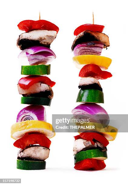 vegetable skewer - grilled vegetables stock pictures, royalty-free photos & images