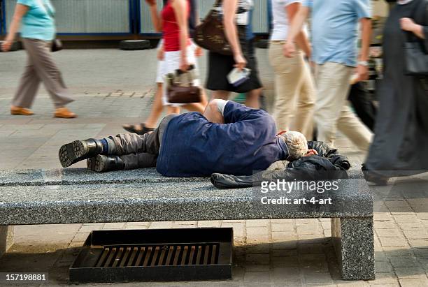 old homeless man - homelessness stockfoto's en -beelden