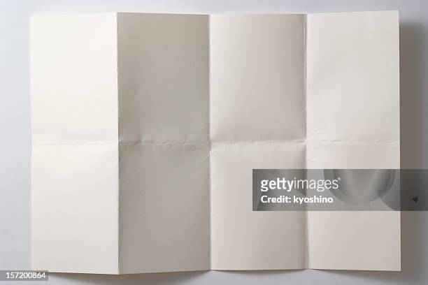 opened a folded paper on white background with shadow - folded stock pictures, royalty-free photos & images