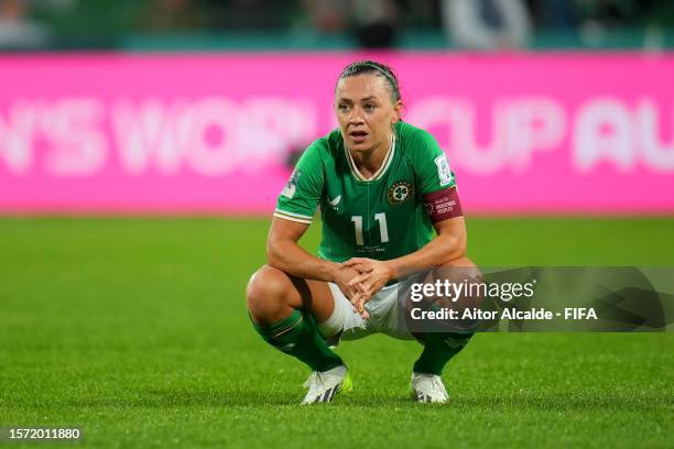 Katie McCabe of Republic of Ireland shows dejection after her team's 1-2 defeat in the FIFA Women's World Cup Australia & New Zealand 2023 Group B...