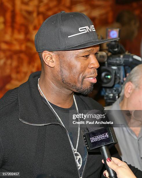 Rapper/actor Curtis "50 Cent" Jackson attends the Los Angeles media day workout on November 29, 2012 in Los Angeles, California.