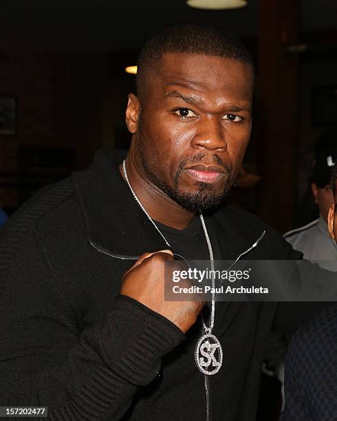 Rapper/actor Curtis "50 Cent" Jackson attends the Los Angeles media day workout on November 29, 2012 in Los Angeles, California.