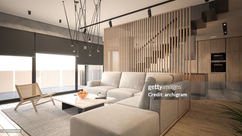 Interior Design Architecture Computer Generated Image Of Living Room ...