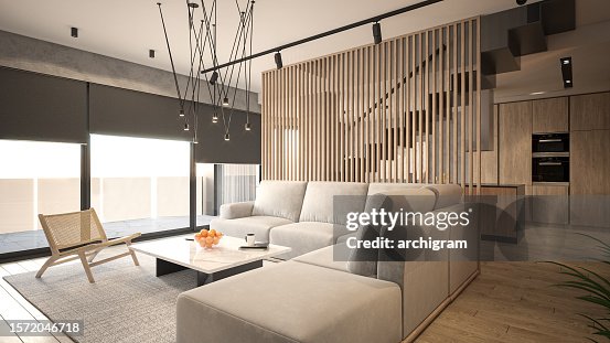 Interior Design Architecture Computer Generated Image Of Living Room ...